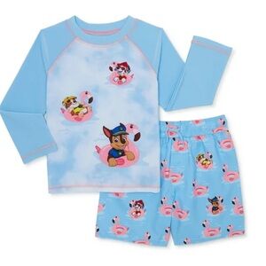 PAW Patrol Toddler Boy Long Sleeve Rashguard and Swim Trunks Set, 2-Piece